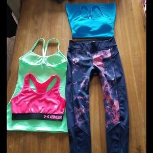 Lululemon & Armour leggings bra & two tops